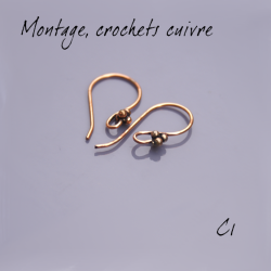 Montage EMAUX - Crochets d'oreille 25 mm X 12 mm - cuivre vieilli