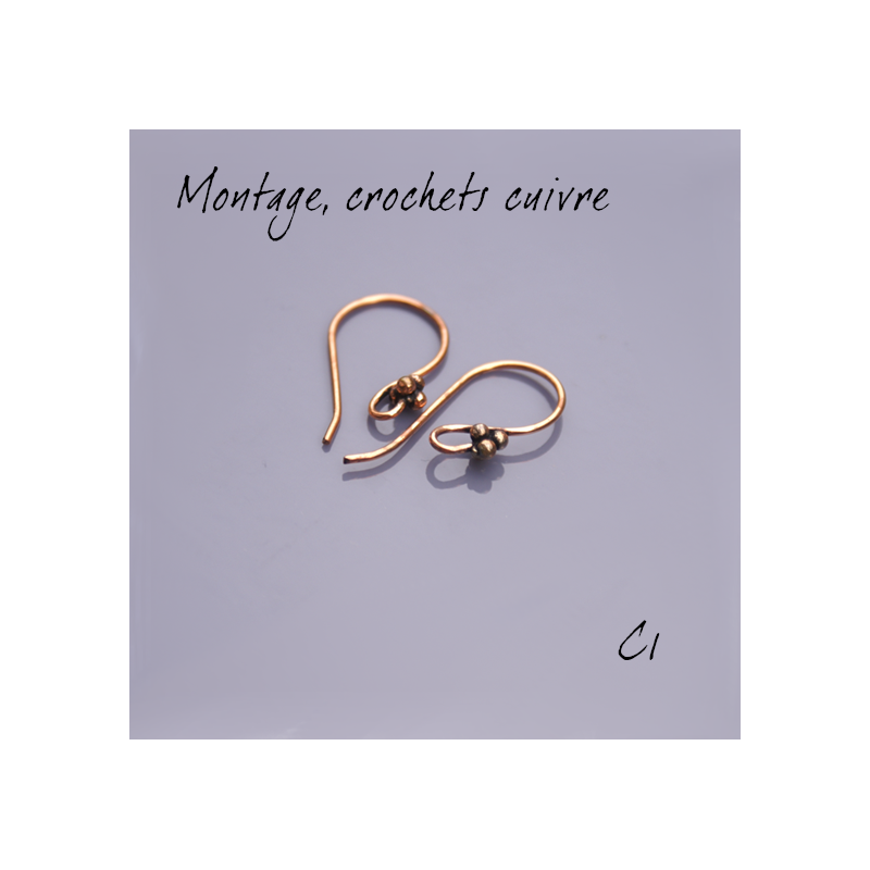 Montage EMAUX - Crochets d'oreille 25 mm X 12 mm - cuivre vieilli