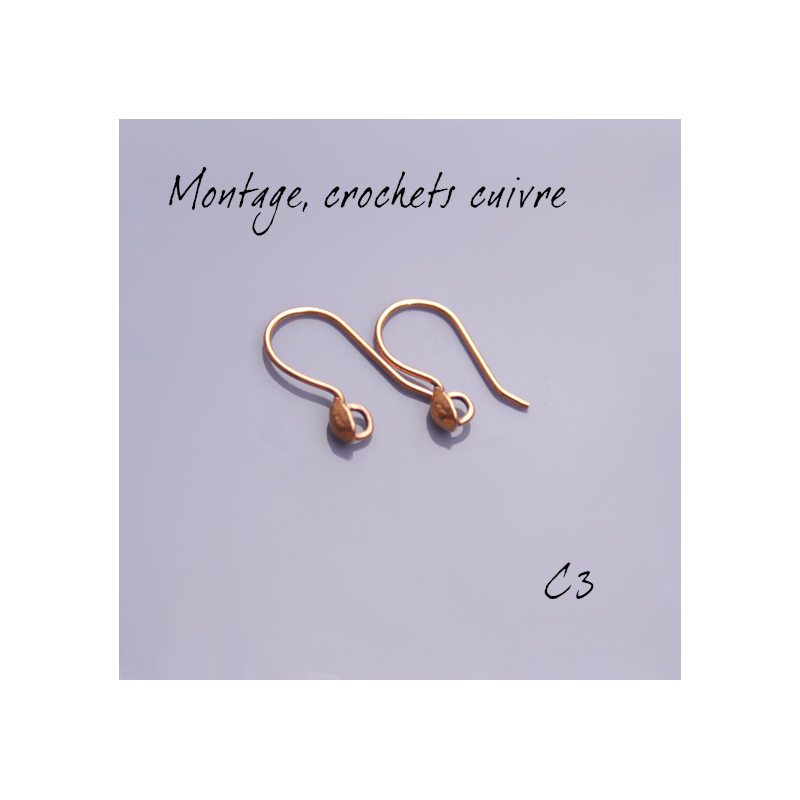 Montage EMAUX - Crochets d'oreille 20 mm et goutte 5 mm - cuivre vieilli