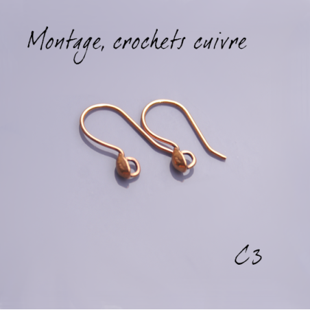 Montage EMAUX - Crochets d'oreille 20 mm et goutte 5 mm - cuivre vieilli