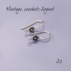 Montage EMAUX -  Crochets d'oreilles 21 mm et rosace 7 mm  Argent 925