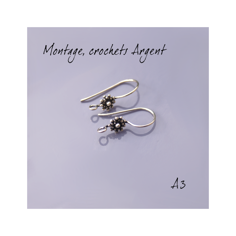 Montage EMAUX -  Crochets d'oreilles 21 mm et rosace 7 mm  Argent 925