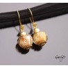 Sidney - boucles d'oreille dorées, lampwork borosilicate