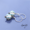 Snowie - boucles d'oreille ivoire / point céladon clair - perle boule à picots - oursin