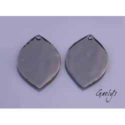 Paire de charm cuivre émaillé pour boucles d'oreille - fond bleu glace / vert / violet / blanc / jaune