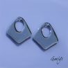 Paire de charm cuivre émaillé pour boucles d'oreille -  vert / rose - style glycine