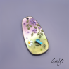 GRAND pendentif cuivre émaillé -  vert / bleu / jaune / violet - Glycine prairie fleurie