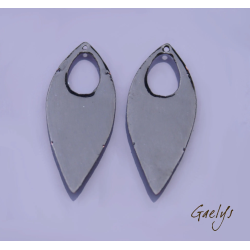 Paire de charms cuivre émaillé pour boucles d'oreille - vert / violet / blanc / aqua / prune - longue feuille
