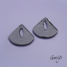 Paire de charm cuivre émaillé pour boucles d'oreille -  vert / violet - éventail - Glycine