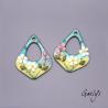 Paire de charm cuivre émaillé pour boucles d'oreille -  vert / bleu turquoise / rose / blanc
