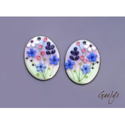 Paire de charm cuivre émaillé pour boucles d'oreille - vert jade / violine / bleu pervenche / violet / blanc / prune