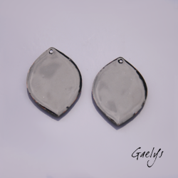 Paire de charm cuivre émaillé pour boucles d'oreille - fond rose / vert / pourpre / blanc - champêtre