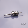Les pelottes : Perles Lampwork fils d'argent enroulé - duo de perles - fond bleu miroir