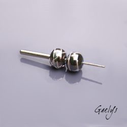 Les pelottes : Perles Lampwork fils d'argent enroulé - duo de perles - fond bleu miroir