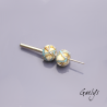 Les pelottes : Perles Lampwork fils d'argent enroulé - duo de perles - fond ivoir et turquoise