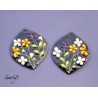 Paire de charm cuivre émaillé pour boucles d'oreille - fond noir / vert anis / violet / jaune / blanc - lentille