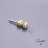 Les pelottes : Perles Lampwork fils d'argent enroulé - duo de perles - fond ivoir et turquoise