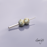 Les pelottes : Perles Lampwork fils d'argent enroulé - duo de perles - fond blue ivory