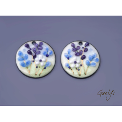 Paire de charm cuivre émaillé pour boucles d'oreille - vert / bleu pâle / bleu pervenche / prune / blanc - cercle - 30 mm