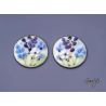 Paire de charm cuivre émaillé pour boucles d'oreille - vert / bleu pâle / bleu pervenche / prune / blanc - cercle - 30 mm