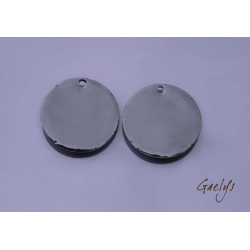 Paire de charm cuivre émaillé pour boucles d'oreille - vert / bleu pâle / bleu pervenche / prune / blanc - cercle - 30 mm