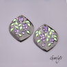Paire de charm cuivre émaillé pour boucles d'oreille - fond noir / vert doux / violet