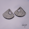 Paire de charm cuivre émaillé pour boucles d'oreille - fond noir / vert doux / rose