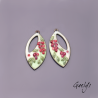 Paire de charm cuivre émaillé pour boucles d'oreille - fond bleu ciel  / vert doux / pourpre - style glycine