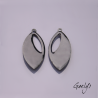 Paire de charm cuivre émaillé pour boucles d'oreille - fond bleu ciel  / vert doux / pourpre - style glycine