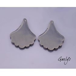Paire de charm cuivre émaillé pour boucles d'oreille -  vert / violet/ blanc / jaune - éventail en corolle