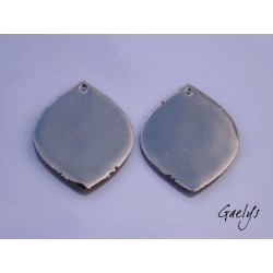 Paire de charm cuivre émaillé pour boucles d'oreille - fond noir / vert anis / violet / jaune / blanc - lentille