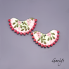 Paire de charm cuivre émaillé pour boucles d'oreille - fond rose  / vert doux / fuschia - Perlé - style glycine