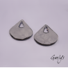 Paire de charm cuivre émaillé pour boucles d'oreille -  vert / violet / blanc - éventail - Glycine