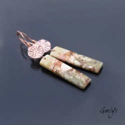 Solstice - boucles d'oreille pierre et cuivre - gravure à l'eau forte