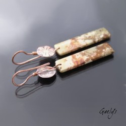 Solstice - boucles d'oreille pierre et cuivre - gravure à l'eau forte