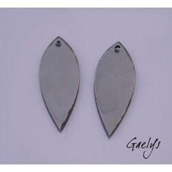 Paire de charm cuivre émaillé pour boucles d'oreille - vert / rouge / bleu  / jaune - longue feuille