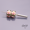 Lampwork Flower Beads - Rondelle Bead Duo - pâle green Background / Transparent Green frits / Foliage / Small Flowers