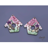 Nichoir - paire de Charm cuivre émaillé - bird house - vert, rose, violet- maison -  Bird House