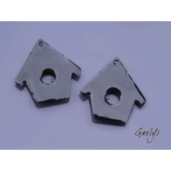 Nichoir - paire de Charm cuivre émaillé - bird house - vert, rose, violet- maison -  Bird House