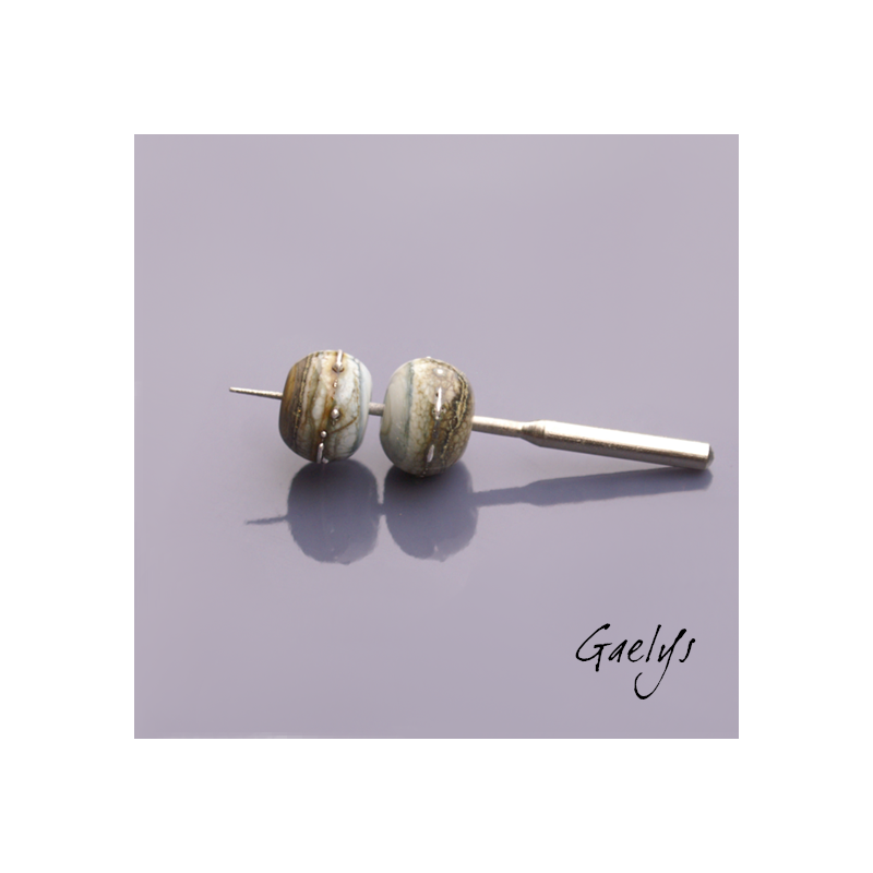 copy of The skeins: Lampwork beads, silver wire wrapped - duo of beads - blue ivory background