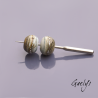 Les Silvered : Perles Lampwork feuille d'argent - duo de perles - fond blue ivory / Silvered ivory - fil d'argent