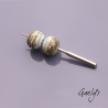 Les Silvered : Perles Lampwork feuille d'argent - duo de perles - fond blue ivory / Silvered ivory - fil d'argent