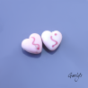 Pair of glass beads for earrings - pink heart flowers - lampwork Gaelys - frosted glass