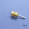 Perles Lampwork à fleurs - duo de perles rondelle  - fond jaune vif /feuillage / Paquerette
