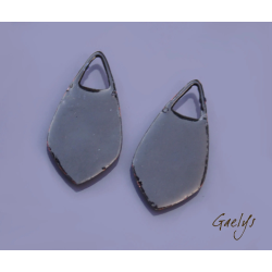 Pair of enameled copper charm earrings - green / purple / mauve / dusty rose / white / yellow