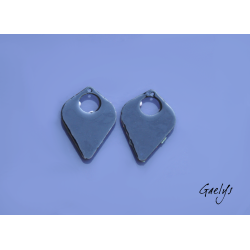 Paire de charm cuivre émaillé pour boucles d'oreille - fond noir / rose pêche / feuillage