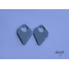Paire de charm cuivre émaillé pour boucles d'oreille - fond noir / rose pêche / feuillage