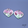 Pair of enameled copper charm earrings - pink/soft green/purple/pink background