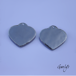 Paire de charm cuivre émaillé pour boucles d'oreille - fond rose / vert doux / pourpre / rose