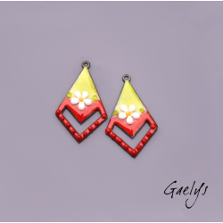 copy of Pair of enameled copper charm earrings - pink/soft green/purple/pink background